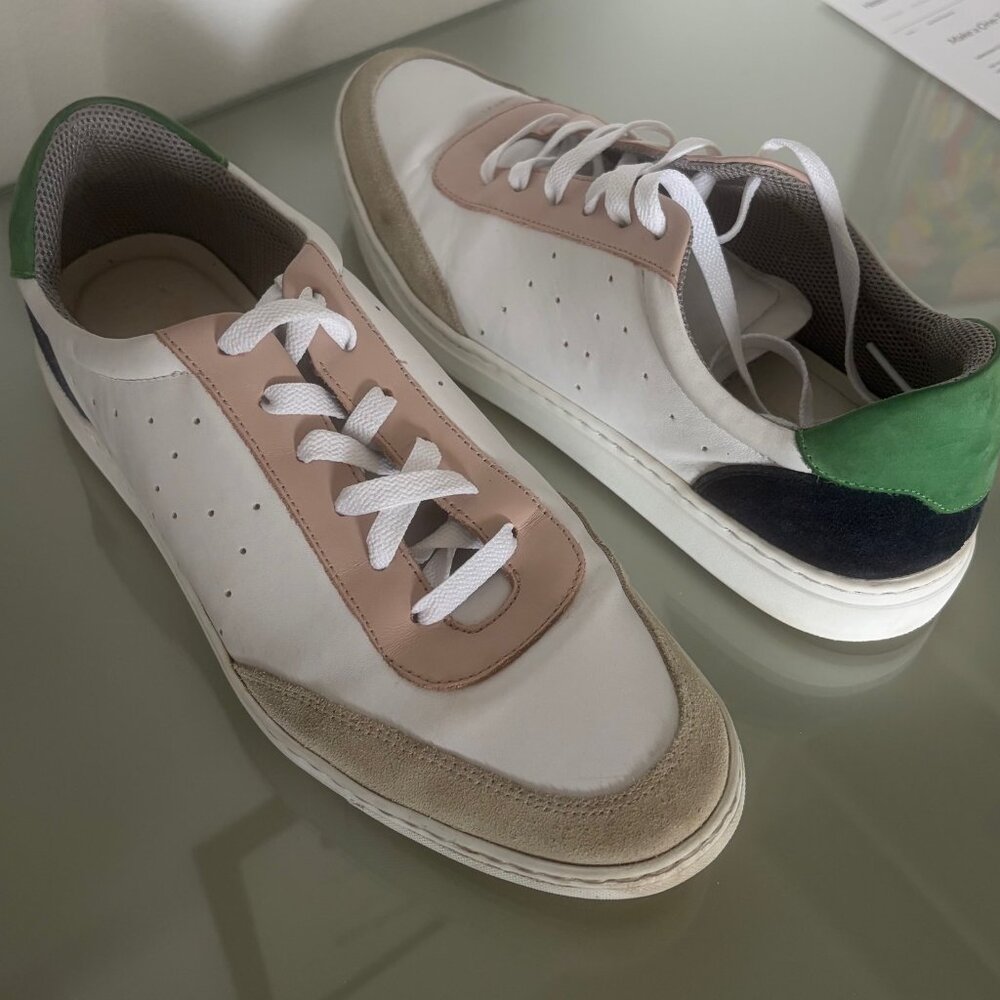 M.Gemi Italian Leather Sneakers EU 42 US 11 White Pink Green